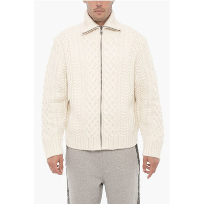 Neil Barrett Cable Knit Wool Sweater with Two Pockets