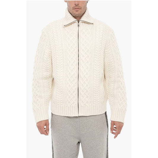 Neil Barrett Cable Knit Wool Sweater with Two Pockets