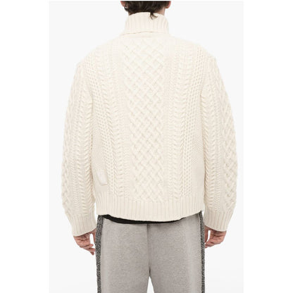 Neil Barrett Cable Knit Wool Sweater with Two Pockets