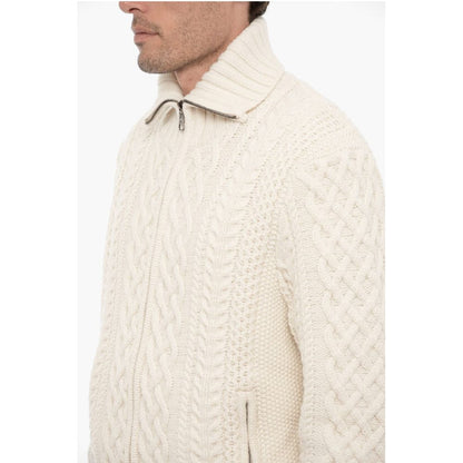 Neil Barrett Cable Knit Wool Sweater with Two Pockets