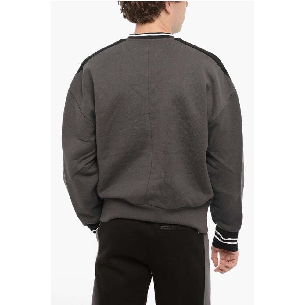 Neil Barrett Fleeced Cotton Baggy Fit Crew-neck Sweatshirt
