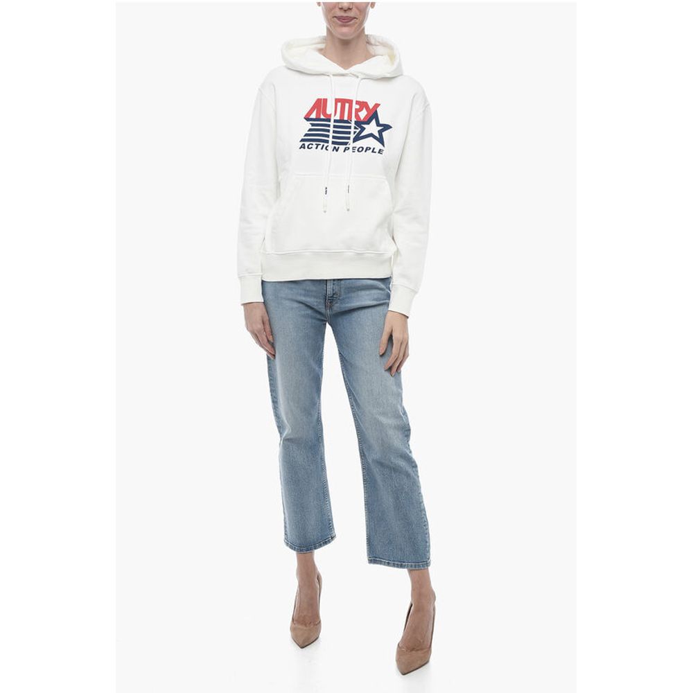 Autry Logo Print Brushed Cotton Hoodie