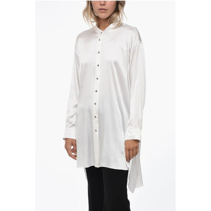 Mr. Mrs. Shirt Satin GIOIA Asymmetric Shirt with Mandarin Collar