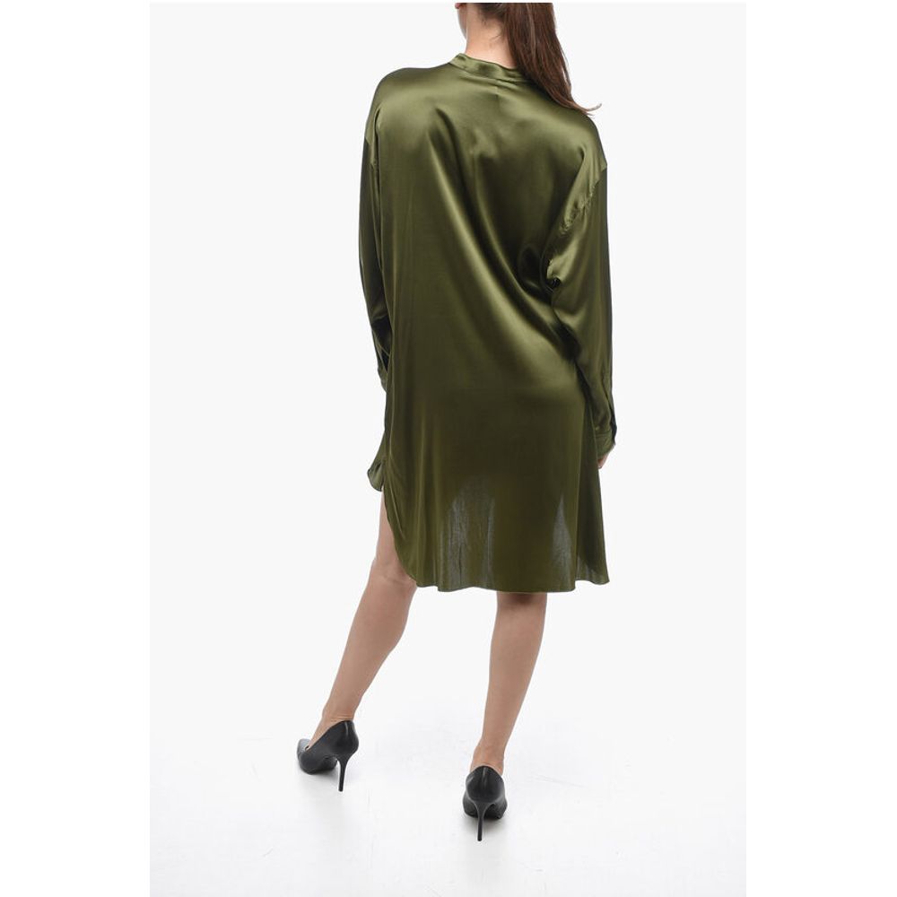 Mr. Mrs. Shirt Satin GIOIA Asymmetric Shirt with Mandarin Collar