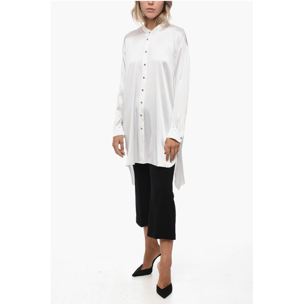 Mr. Mrs. Shirt Satin GIOIA Asymmetric Shirt with Mandarin Collar