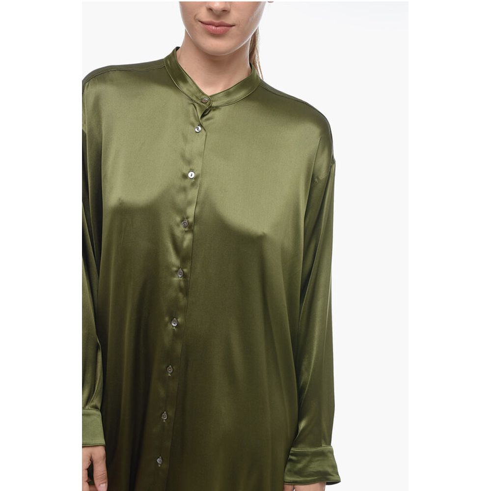Mr. Mrs. Shirt Satin GIOIA Asymmetric Shirt with Mandarin Collar