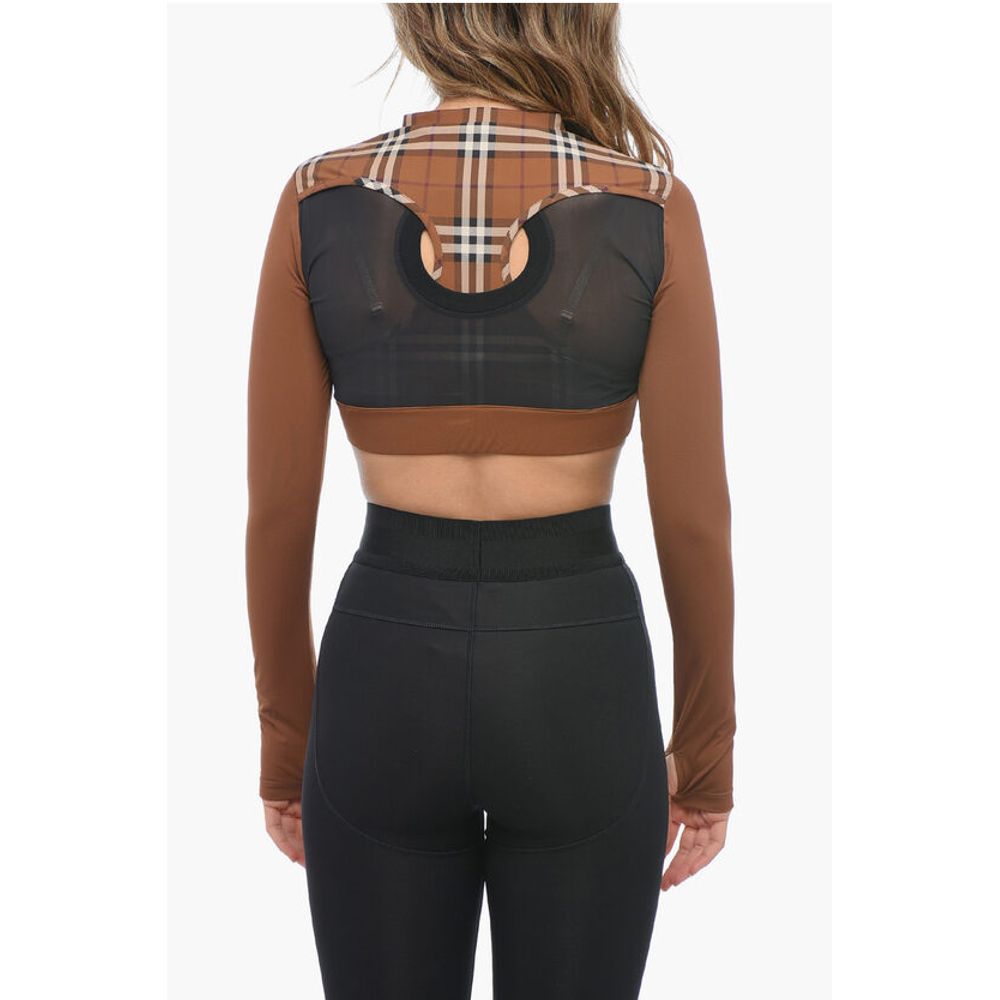 Burberry Tartan Crop Top with Mesh Inserts