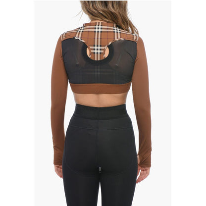 Burberry Tartan Crop Top with Mesh Inserts