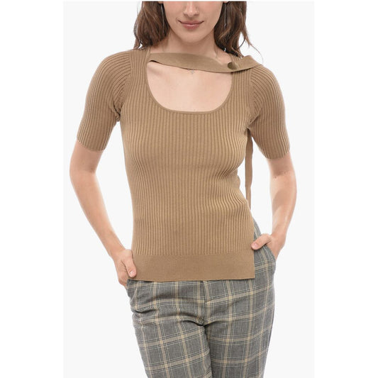 Eudon Choi Ribbed Top with Cut-Out Details