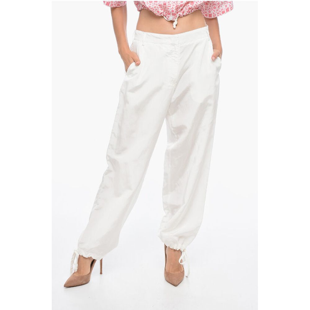 MSGM Flax Blend Pants with Drawtringed Cuffs