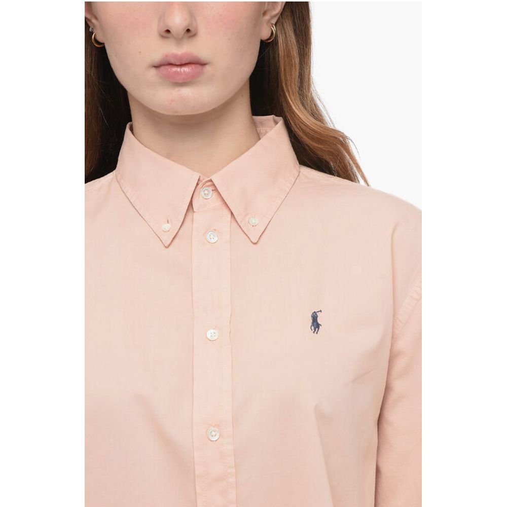 Polo Ralph Lauren Solid Color Button-Down Collar Shirt with Embroidered Logo