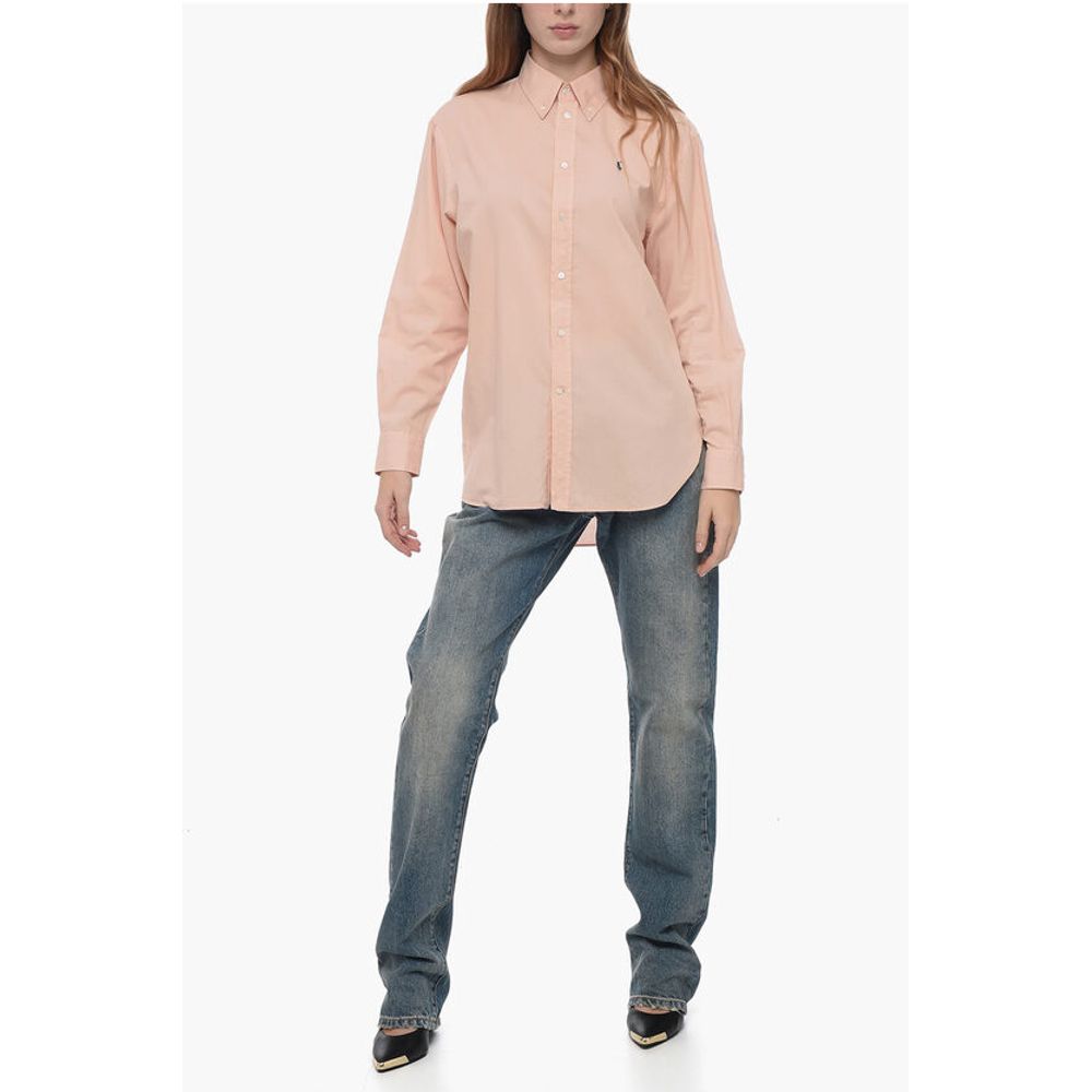 Polo Ralph Lauren Solid Color Button-Down Collar Shirt with Embroidered Logo