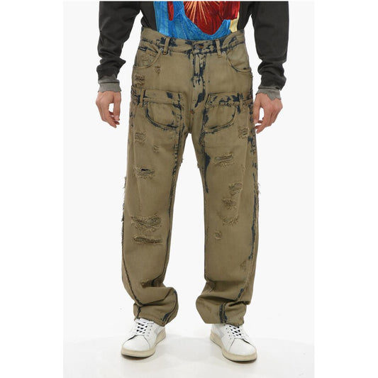 Dolce & Gabbana Vintage Wash Cargo Denims with Distressed Details 21cm