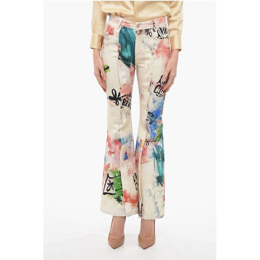 Andersson Bell Printed Boot Cut Jeans with Frontal Studs