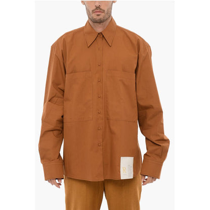 Classic Collar Cotton Shirt with Double Breast Pockets