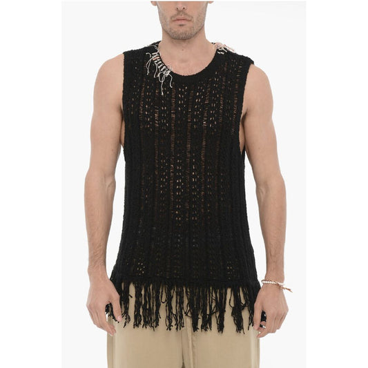 Andersson Bell Perforated Sleeveless GORDON Crew-neck Sweater with Fringes