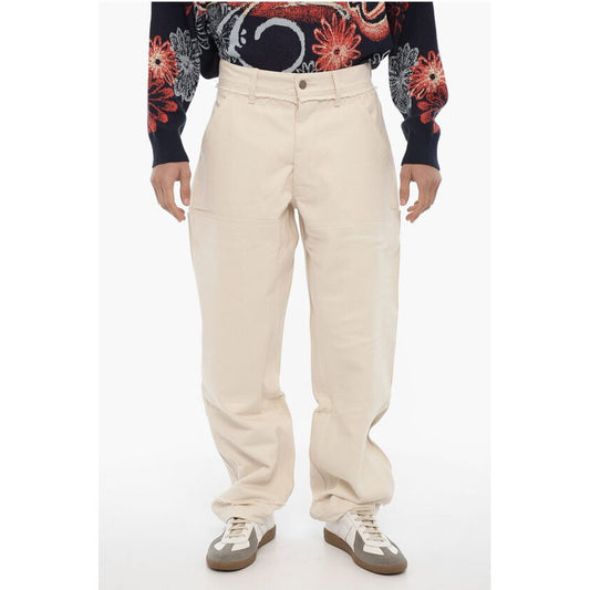Airei Frayed Hem Twill Cotton Pants