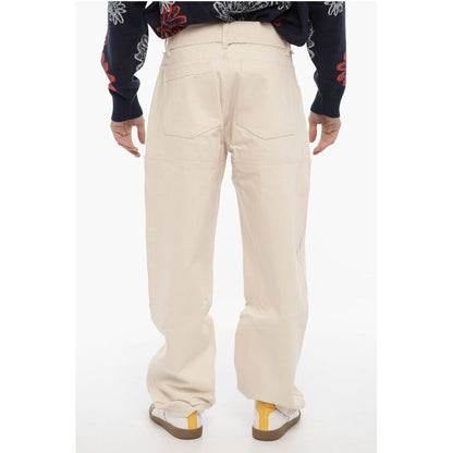 Airei Frayed Hem Twill Cotton Pants