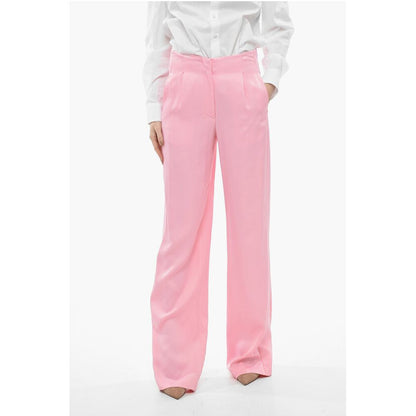 MSGM Single-pleated Satin Palazzo Pants