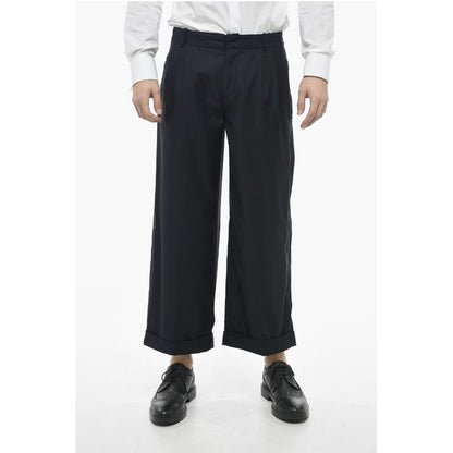 Etro Cropped Virgin Wool Trousers with Cuffs