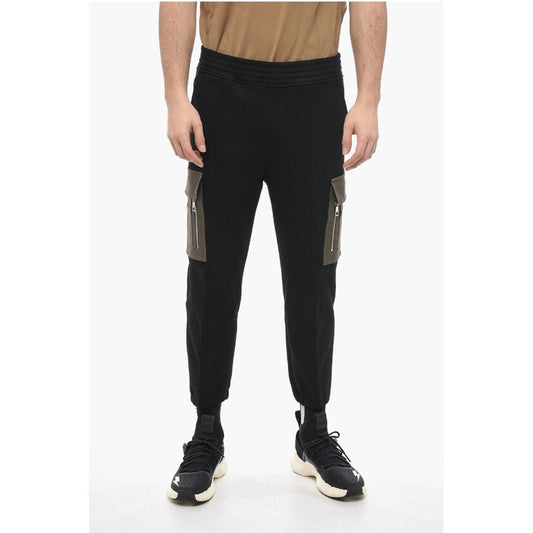 Neil Barrett Brushed Cotton Cargo Sweatpants with Contrasting Pockets