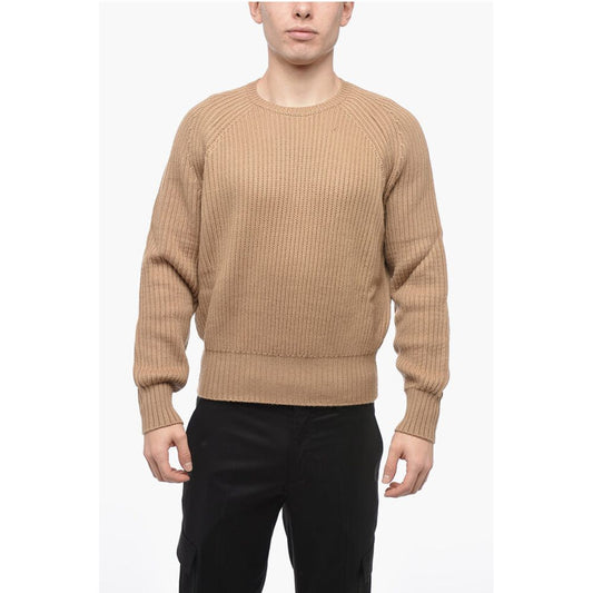 Neil Barrett Wool Blend Chunky Fit PIERCED Sweater with Raglan Sleeves