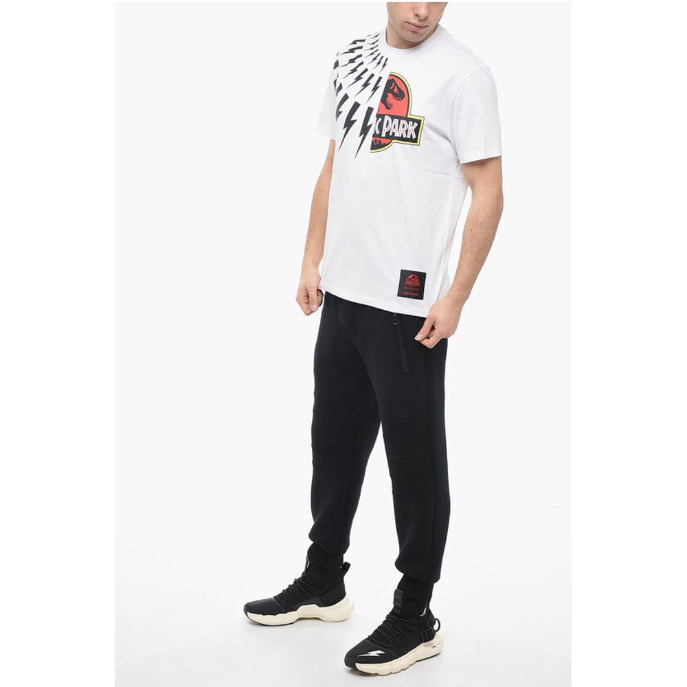 Neil Barrett JURASSIC PARK X NB Crew Neck HALF THUNDERBOLT Cotton T-Shirt