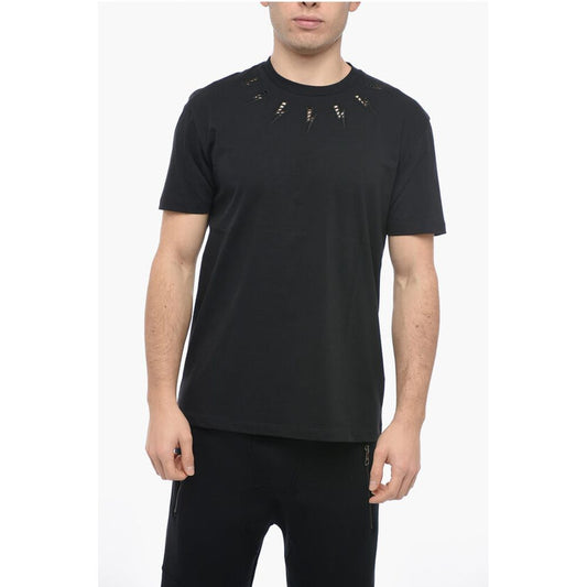 Neil Barrett Crew Neck BRODERIE ANGLAISE Slim Fit T-Shirt