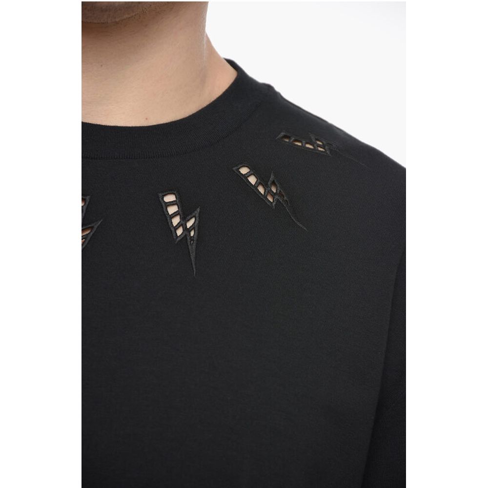 Neil Barrett Crew Neck BRODERIE ANGLAISE Slim Fit T-Shirt