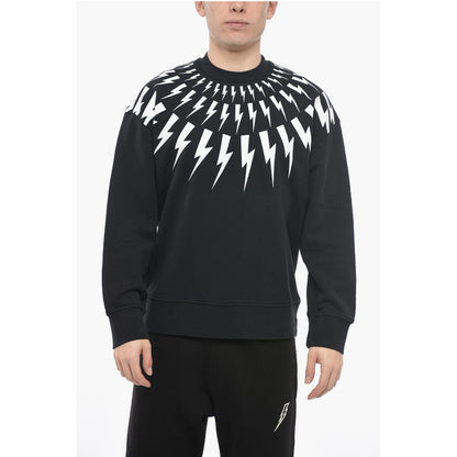 Neil Barrett Brushed Cotton FAIRISLE THUNDERBOLT Easy Fit Sweatshirt