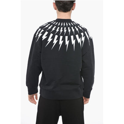 Neil Barrett Brushed Cotton FAIRISLE THUNDERBOLT Easy Fit Sweatshirt