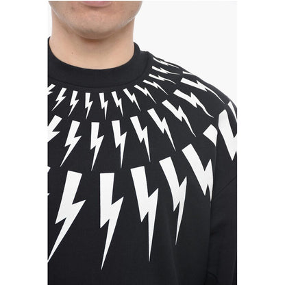 Neil Barrett Brushed Cotton FAIRISLE THUNDERBOLT Easy Fit Sweatshirt