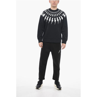 Neil Barrett Brushed Cotton FAIRISLE THUNDERBOLT Easy Fit Sweatshirt