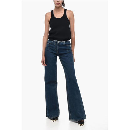 Givenchy Dark Wash Palazzo Denims with Raw-cut Detail 30cm