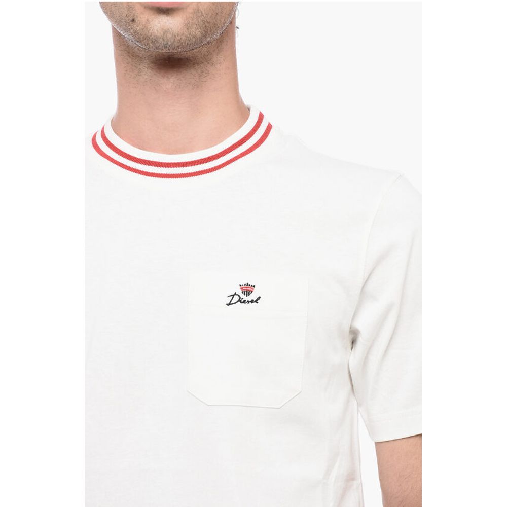 Diesel Crew-Neck JUST T-shirt with Contrast Trim and Breast Pocket