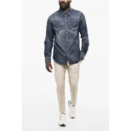 Dsquared² Bleached Effect LEAF WEST Denim Shirt