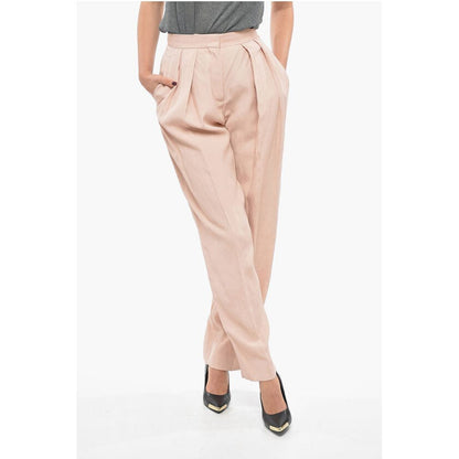 Stella McCartney Double-pleated Flax Blend Baggy Pants