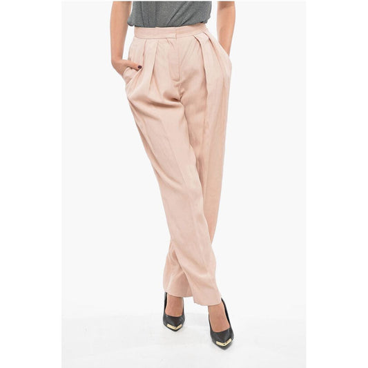 Stella McCartney Double-pleated Flax Blend Baggy Pants