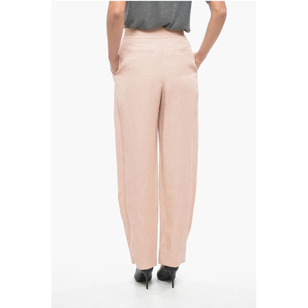 Stella McCartney Double-pleated Flax Blend Baggy Pants