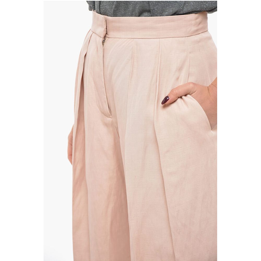 Stella McCartney Double-pleated Flax Blend Baggy Pants