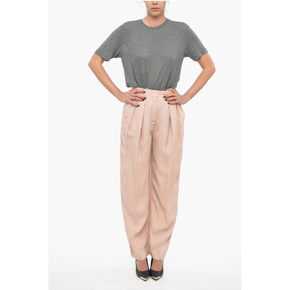 Stella McCartney Double-pleated Flax Blend Baggy Pants