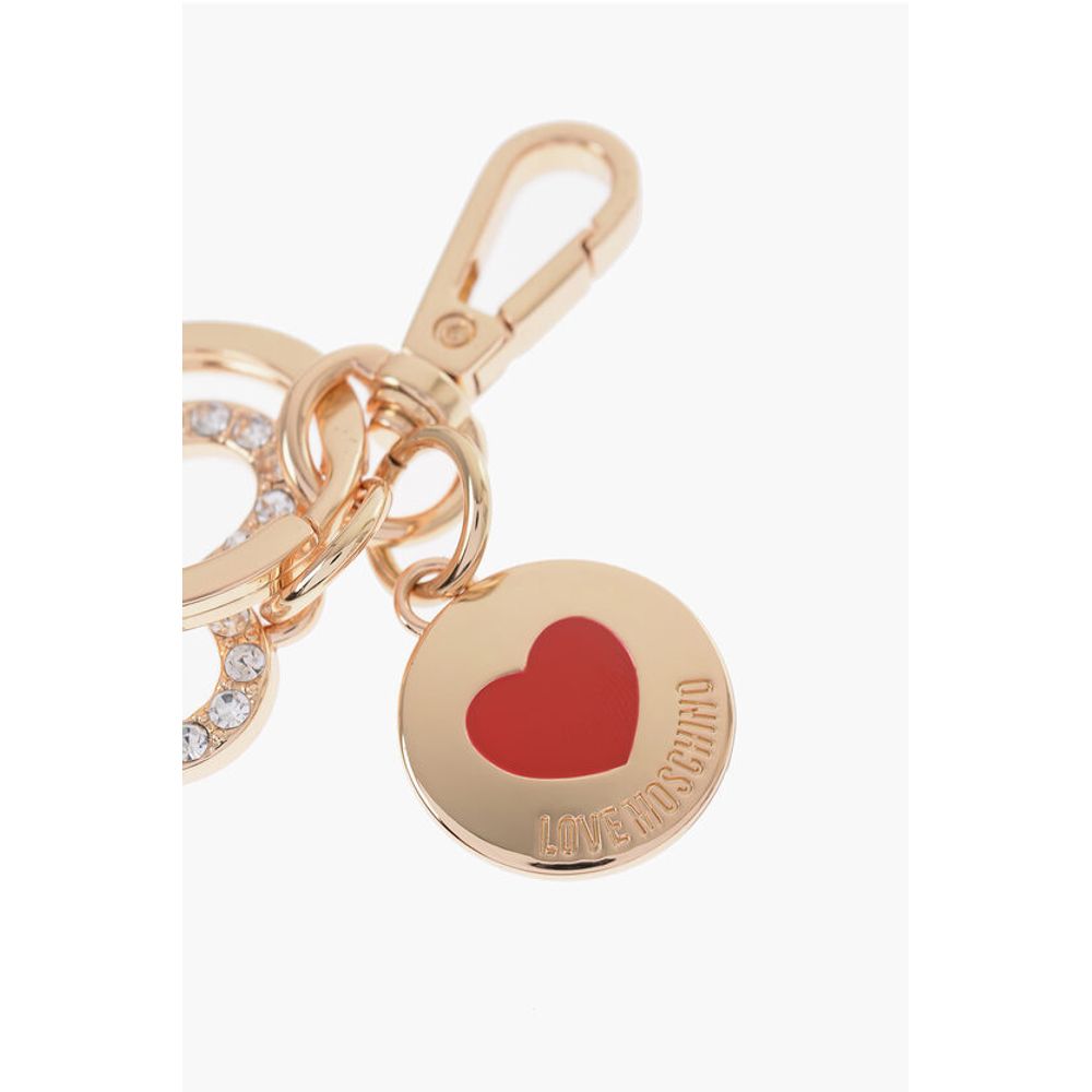 Moschino LOVE Golden-Effect keyring with Heart-Shaped Charm