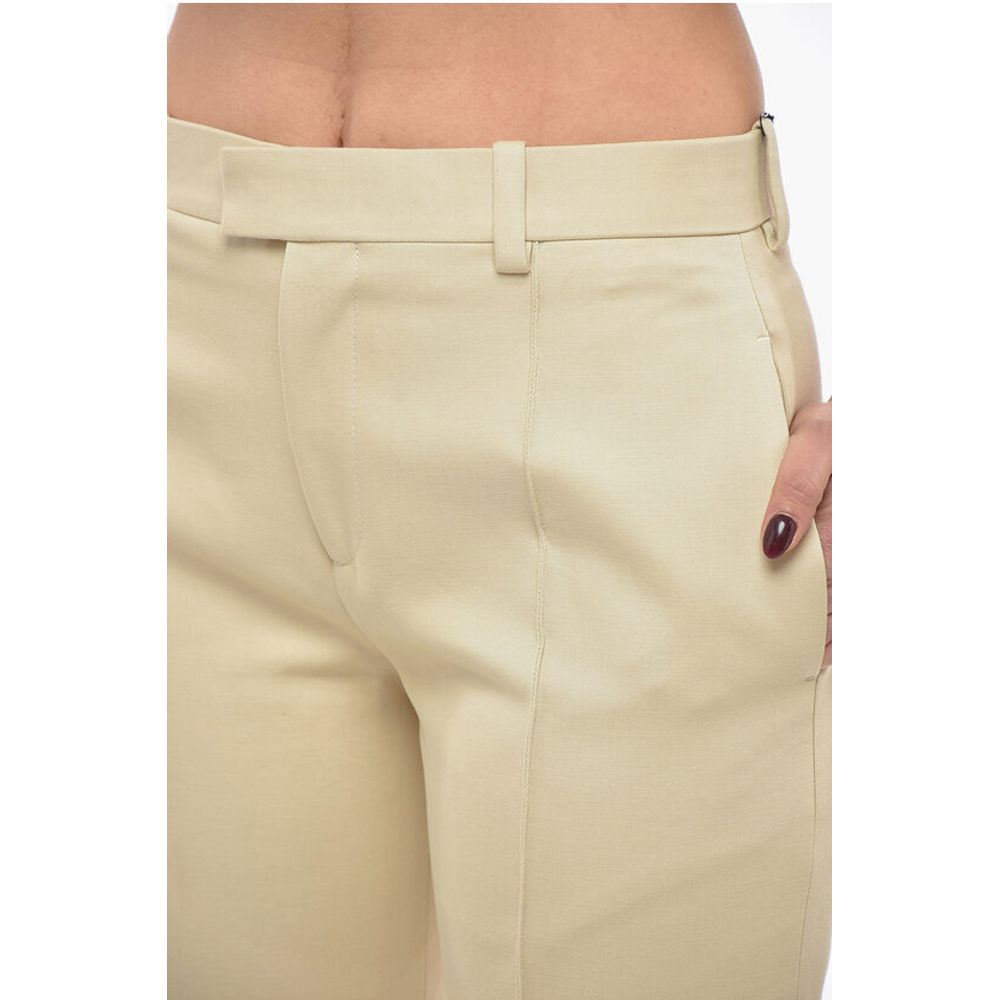 Bottega Veneta Cotton Front-pleated Pants with Curved Design