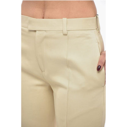 Bottega Veneta Cotton Front-pleated Pants with Curved Design