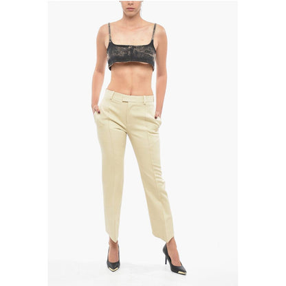 Bottega Veneta Cotton Front-pleated Pants with Curved Design