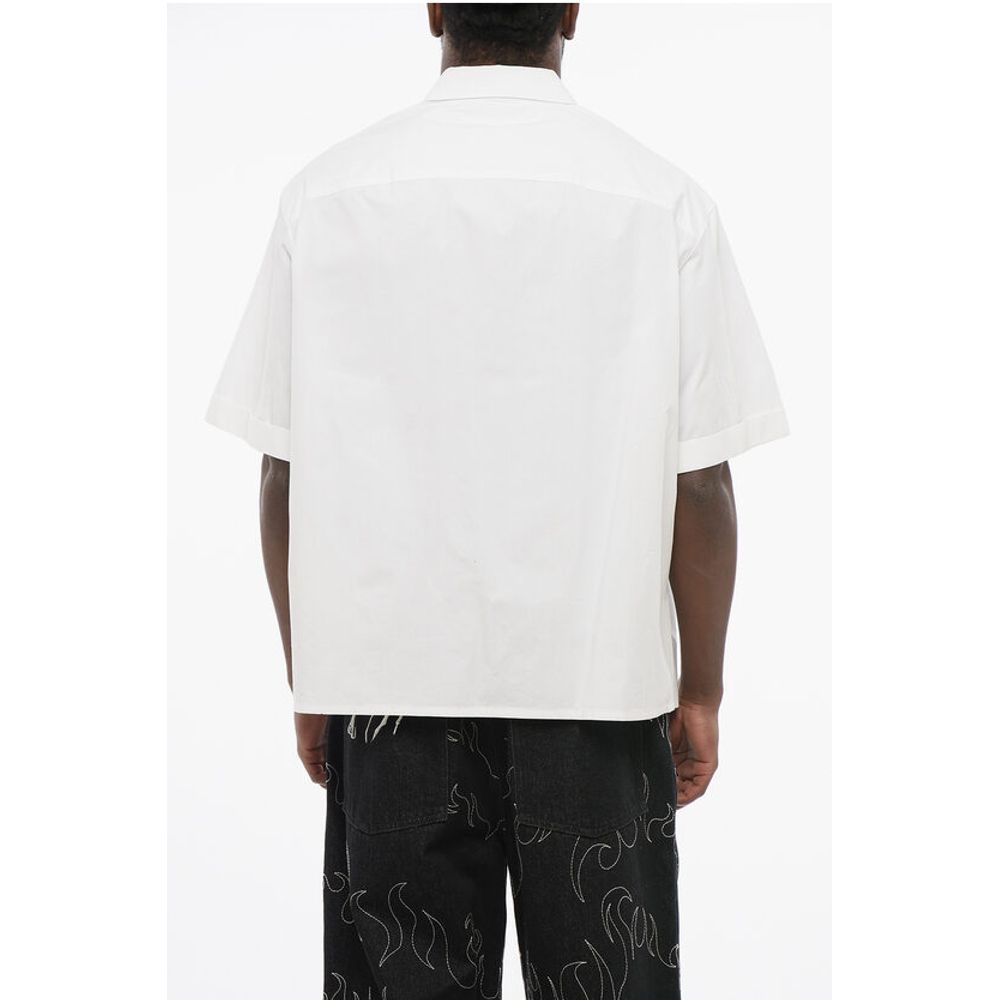 Neil Barrett Loose Fit Poplin Cotton Shirt with Shorts Sleeves