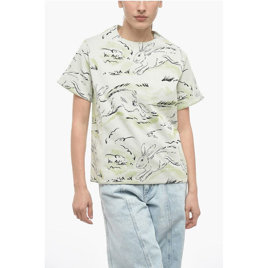 Jil Sander Jacquard Jersey RABBIT T-Shirt with Shoulder Zip