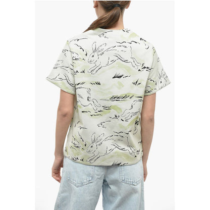 Jil Sander Jacquard Jersey RABBIT T-Shirt with Shoulder Zip