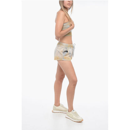 Off-White LAUNDRY Acid Wash Effect Shorts with Drawstring Waist