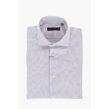 Corneliani SU MISURA Pinstriped Cotton Shirt with Standard Collar